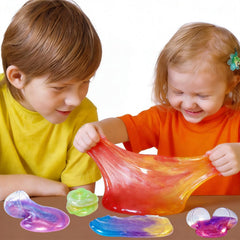 BSINHTIY Galaxy Slime Eggs non sticky formula reduces mess.