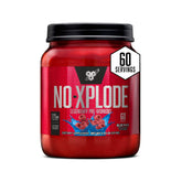 BSN N.O.-XPLODE Blue Raz tub highlights energy for workouts.