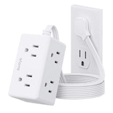 BsrDyb 5ft flat plug power strip with 6 outlets, ideal for dorm and desk setups.
