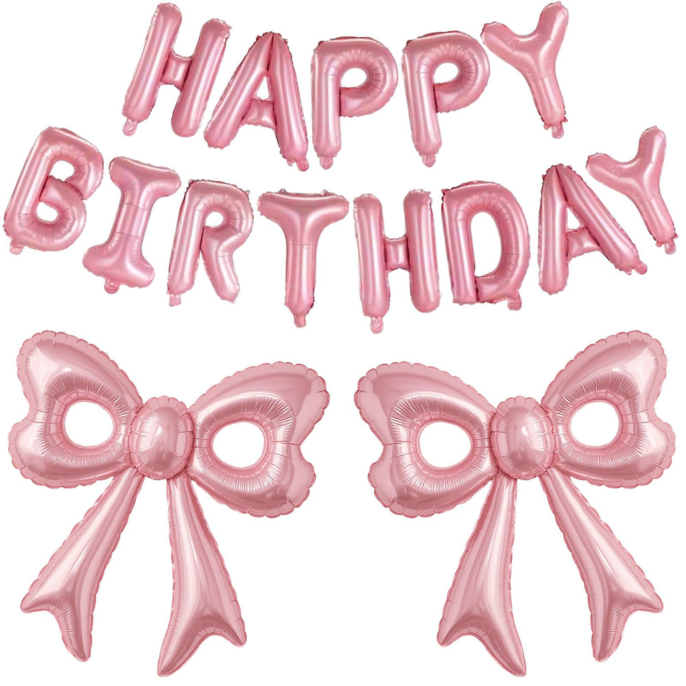 BSRESIN pink bow balloon 31-5inch creates a dramatic birthday centerpiece.