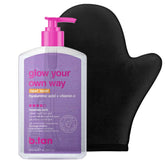 B.TAN Best Clear Self-Tanning Gel Kit packaging shows a transfer-free glow.