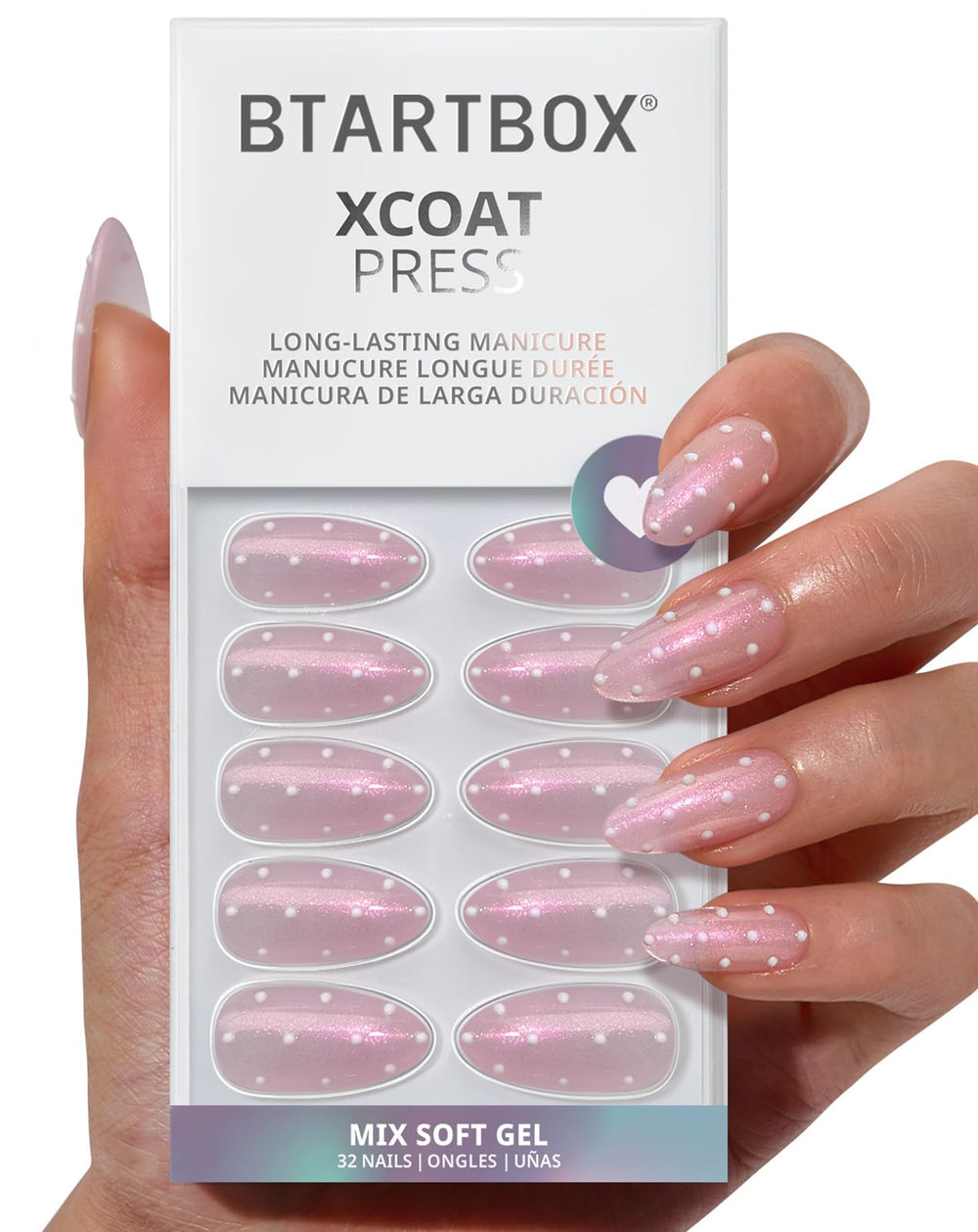 BTArtbox Almond polka-dot dress nails for a quick at-home manicure with stylish flair.