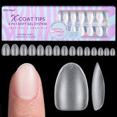 BTArtbox extra short almond nail tips in clear finish for natural-looking gel nails.