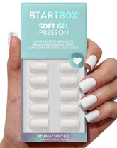 BTArtbox pastel white square nails in a short kit with 32 sizes for a precise fit.