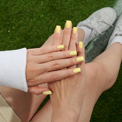 BTArtbox pastel yellow square nails available in 16 sizes for precise fit