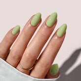 BTArtbox almond pastel green press-on nails collection shows natural length and easy wear.