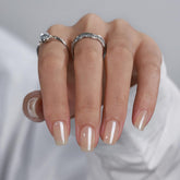 BTArtbox press on nails short square brown chrome finish for quick salon-ready nails at home.