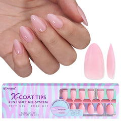BTArtbox XCOATTIPS matte short almond pink nails for quick DIY nail art