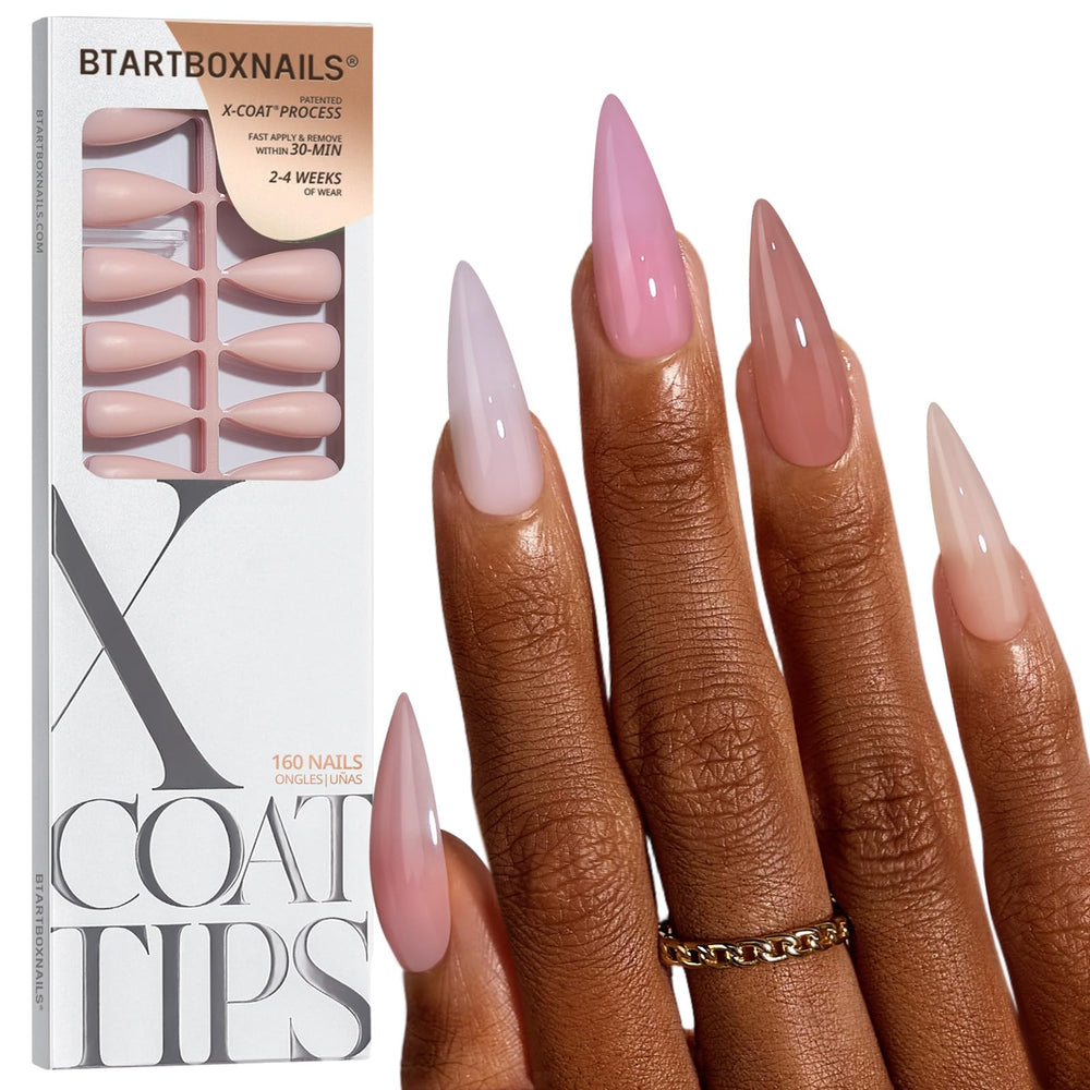 BTArtboxnails XCOATTIPS bare nude press-on nails show versatile nude shade options for everyday wear.