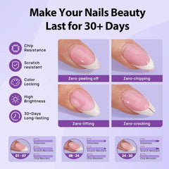 BTArtboxnails XCOATTIPS Clear finish enhances edge definition on French tips.