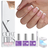 BTArtboxnails XCOATTIPS gel nail kit packaging shows an all-in-one at-home solution for French tips.