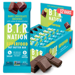 B.T.R. Nation keto bar on dark chocolate packaging for convenient keto snacking.