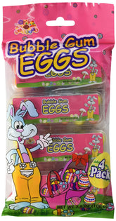 Bubble Gum Eggs 4-pack packaging shown for convenient Easter basket filler.