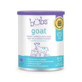 Bubs goat milk formula can closed, premium packaging visible for freshness.