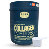 BUBS Naturals collagen peptides powder bottle on kitchen counter supports daily wellness