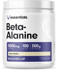 Bucked Up Beta Alanine powder container showing 100 servings for training support.