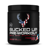 Bucked Up pre-workout bottle label highlights transparent nutrition and flavor clarity