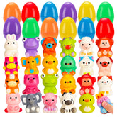 Budbof 24-pack filled Easter eggs with squishy animal toys for kids' egg hunts.