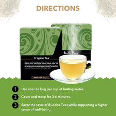 Buddha Teas Organic Oregano Tea close-up of oregano leaves with thymol aroma.