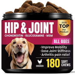 BuddyCheer glucosamine dog hip joint chews bottle supports mobility and daily comfort.
