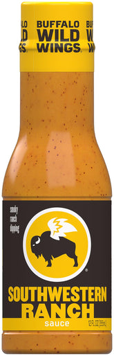 Buffalo Wild Wings Southwestern Ranch bottle pour with creamy smoky flavor for wings.