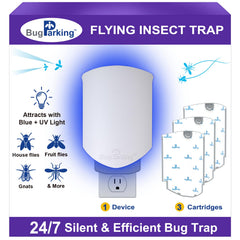 Bug Parking plug-in trap front view for silent indoor pest control.