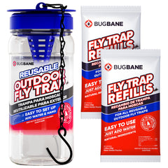 BugBane fly trap outdoor catches flies away from your patio for cleaner outdoor meals.
