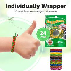 BuggyBands individually wrapped bracelets with resealable strips for easy storage.