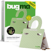 BugMD clothes moth trap 6-pack in closet setup attracting moths and reducing infestation.