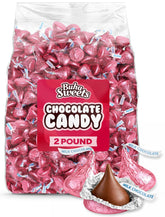 Buha Sweets pink-wrapped milk chocolate candies in a 2 lb bulk bag for sharing.