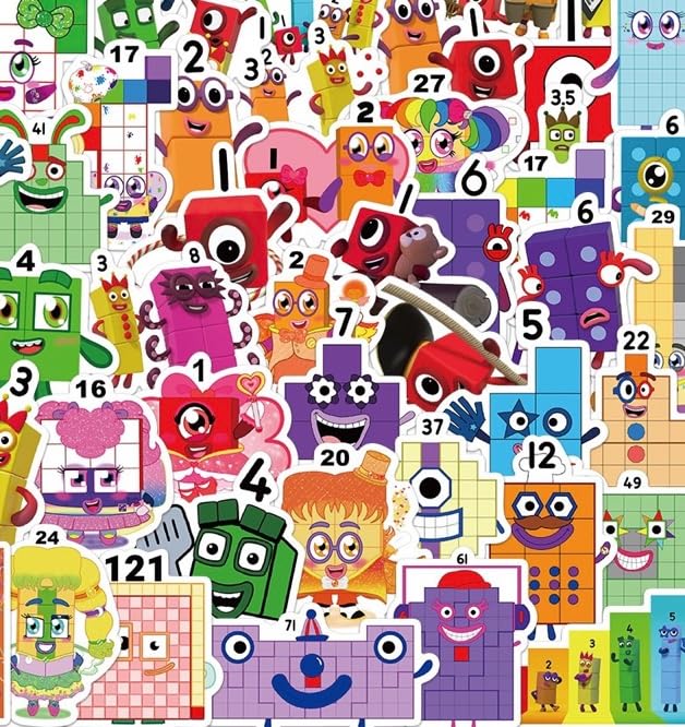 52-piece Building Blocks stickers decorate a laptop with vibrant, waterproof patterns