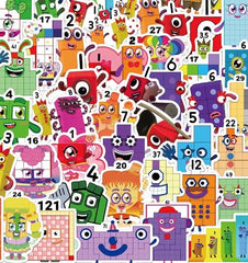 52-piece Building Blocks stickers decorate a laptop with vibrant, waterproof patterns