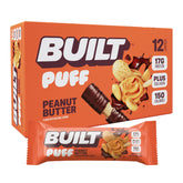 Built Bar Puff Peanut Butter Bar close-up highlighting protein-packed texture and flavor.