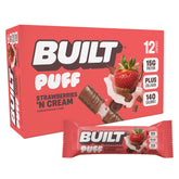 Built Bar Puff Strawberries-n-Cream bar wrapped for quick on-the-go protein snacking.