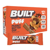 BUILT Bar Puff Peanut Butter Cup bar hero showcases protein-packed snacking on the go.