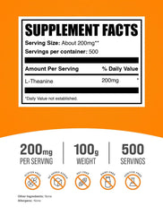 BulkSupplements L-Theanine powder unflavored mix blends easily into beverages.