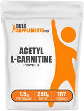 BulkSupplements Acetyl L-Carnitine powder bottle, easy daily mixing for your routine.