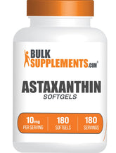 BulkSupplements Astaxanthin 12mg softgels bottle in view, easy daily supplement option.