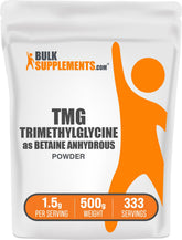 BulkSupplements Betaine Anhydrous powder in a jar for daily energy and mood support.