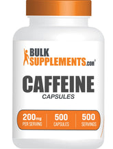 BulkSupplements caffeine 200mg capsules bottle showing gluten-free energy option