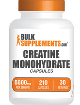 BulkSupplements Creatine Monohydrate capsules in bottle for daily training support.