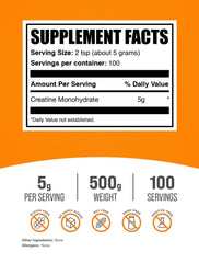 BulkSupplements Creatine Monohydrate powder scoop for convenient daily servings
