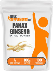 BulkSupplements Ginseng Root Extract Powder bottle shows convenient vegan packaging.