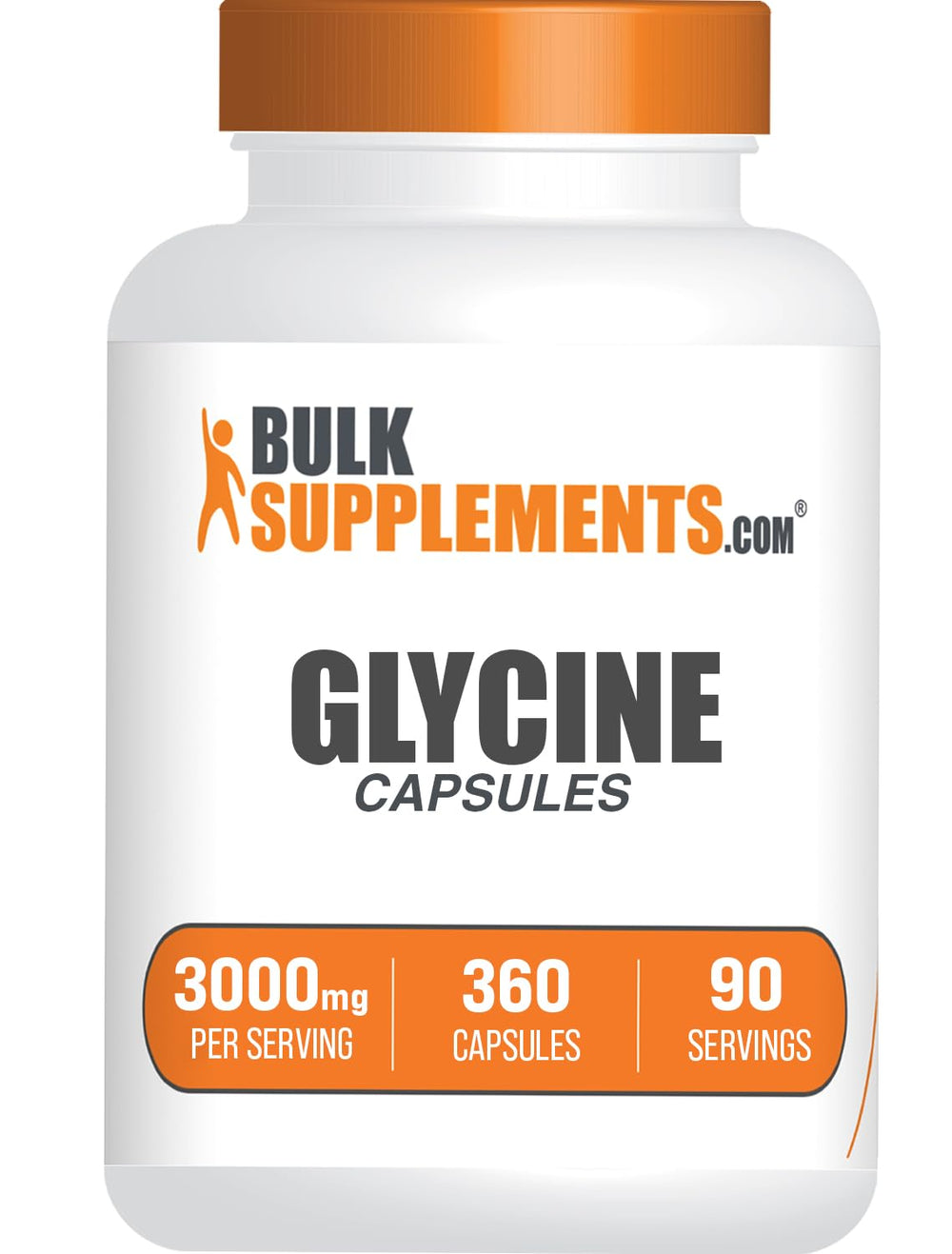BulkSupplements Glycine Capsules bottle close-up for daily wellness support
