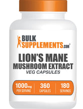 BulkSupplements Lion's Mane capsules bottle for easy daily focus support