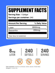 BulkSupplements Lutein with Zeaxanthin softgels pour highlights easy daily intake