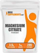 BulkSupplements Magnesium Citrate powder bottle for convenient daily wellness use.