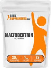 BulkSupplements Maltodextrin powder scoop for easy workout energy fueling.