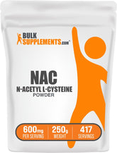 BulkSupplements NAC powder bottle displaying 600mg serving for daily use.