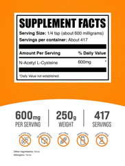 BulkSupplements NAC powder unflavored powder ready to mix into shakes.